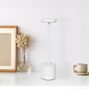 Simple Designs LD1083-WHT 12.75" Mushroom Magic Disc Dimming & Rechargeable Cordless 4-Way Touch Sensor Stick Desk Lamp, White