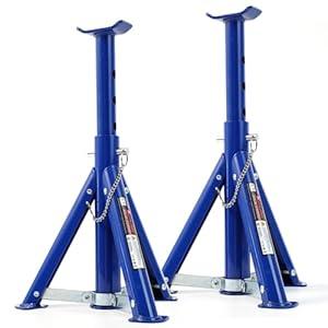2Pcs Car Jack Stand Axle 3Ton Adjustable Steel Folding Pipe jackstands Lift Floor Support Stand Holder Automotive Tool (Blue)