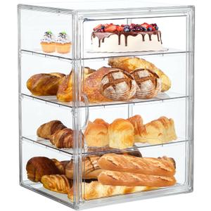 Bread Box,Large Bread Boxs for Kitchen Countertop - 4 Layers Adjustable Bread Storage Container, Clear Boxes for Kitchen Counter, Breads Box Airtight,Bread Holder,Perfect for Bagel, Muffins