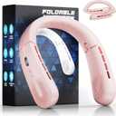 ChillGo Portable Neck Fan - 8400 RPM Enlarged Turbo Airflow - 5200mAh Personal Rechargeable Cooling Wearable Fan - Max 16H, 4 Speeds, Foldable, LED Display - Great Gifts for Men Women - 2nd Gen Pink