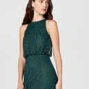 Adrianna Papell Womens Halter Blouson Beaded Gown (Green, US 8)