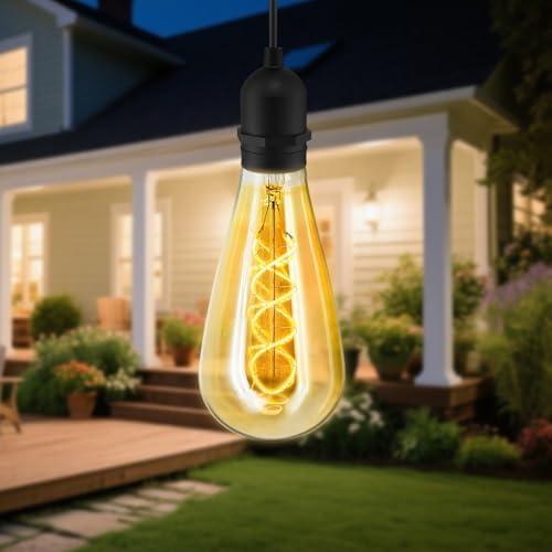 Hanging Solar Lights Glass Edison Bulbs Solar Powered Lantern Outdoor Waterproof LED Garden Decorative Light for Patio Yard Tree (1-Pack)