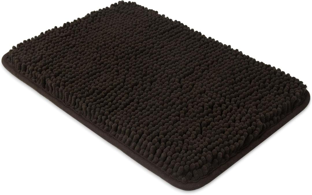 Yeaban Small Bathroom Rugs 12"x18" Thick Chenille Bath Mats | Absorbent and Washable Bath Rug Non-Slip, Plush and Soft Rugs for Bathroom, Shower, Sink (Chocolate Brown)