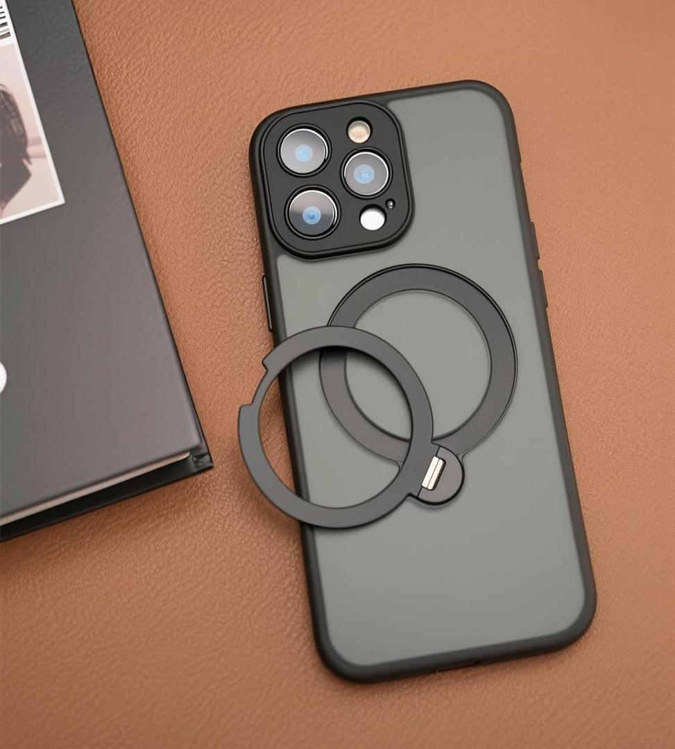 360 Spin Magnetic Stand for iPhone 16 Pro Max Case, [Fit for MagSafe][Military Protection][Full Camera Protection] Adjustable Kickstand iPhone Case for iPhone 16 Pro Max 6.9", Black