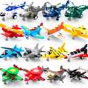 JOYIN 16 Pcs Pull Back Airplane Toys, Boys Plane Playset, Aircraft Incl Helicopter, Fighter, Bomber, Gifts for Toddler Kids 3+ Years Old, Treasure Box Toys for Classroom