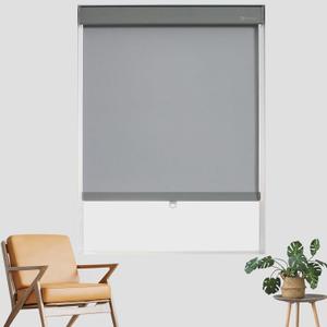 Cordless Roller Shades for Windows Blackout Window Blinds Thermal Insulated Privacy Protection for Day and Night, Inside or Outside Mount for Home Office Bathroom (48" W x 72" H, Light Gray)