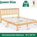 DELAVIN Queen Bed Frame with Headboard, Wood Platform Bed Frame, Farmhouse Style Bed Frame Queen Size with Slats Support, Malaysian Oak, No Box Spring Needed, Easy Assembly, Rustic Pine, 84.65"L x 61.81"W x 37.8"H