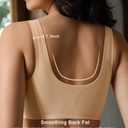 SHARICCA Seamless Front Closure Bras for Women Wireless Full Coverage Support Bra Comfortable No Underwire Everyday Bras (Beige, L)