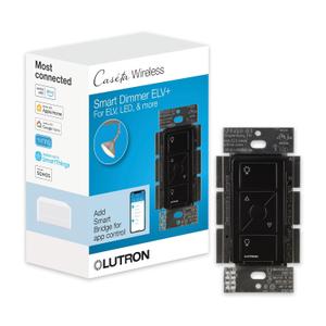 Lutron Caseta Original Smart Dimmer Switch ELV+ (Lutron Hub Required), 250W LED, Single-Pole/3-Way, Neutral Required, PD-5NE-BL, Black (1 Pack)
