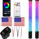 2pc 2FT COB Fat Whip Lights with App & Remote Control Compatible with Polaris RZR Can-Am Maverick X3, Spiral RGB Chasing LED Whip Lights with Rocker Switch for Side by Side, SXS UTV ATV Boat