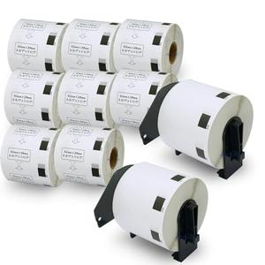 BETCKEY - Compatible Barcode Labels Replacement for Brother DK-1209 (2.4" x 1.1"), Use with Brother QL Label Printers [12 Rolls + 2 Reusable Cartridges]