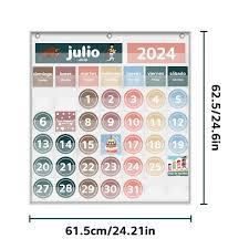 Monthly Calendar Pocket Chart for Classroom, Printed Days of The Week with Cards, Learning for Home or Kindergarten, Teacher Must Have Supplies That Fits Any School Décor (Spanish White)