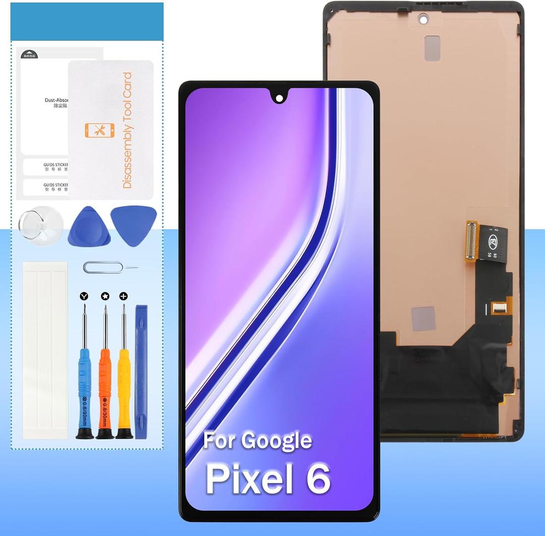 Screen Replacement for Google Pixel 6 GB7N6 G9S9B16 6.4 LCD Display Touch Digitizer Glass Assembly - Black with Frame - Tools(Not for Pixel 6A/6 Pro)