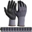 Safety Work Gloves MicroFoam Nitrile Coated-12 Pairs,Seamless Knit Nylon Gloves,Home Improvement,Micro-Foam Gloves 8/Medium