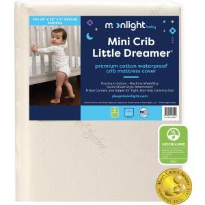 Moonlight Slumber Little Dreamer Mini Crib Mattress Cover - 100% Waterproof and Hypoallergenic - Fits 24"x 38"x 5" - Mattress Not Included