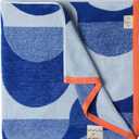 SOFE H&L | Playa Velour Large Beach Towel Pack of 2 (35 x 70) Waves - Blue | Thick, Premium, Fade Resistant, Durable | Luxury Resort Quality Pool Towel, Turkish Beach Towel with Shoulder Strap
