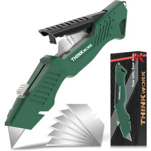 Heavy Duty Utility Knife Retractable, All Metal Body Construction with Non-Slip Grip, Quick Change Blade, for Drywall, Carpet, Cardboard Boxes