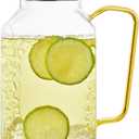 RORA Glass Pitcher with Lid and Spout, 1.5 L Water Pitchers with Handle Large Jug for Hot or Cold Beverage