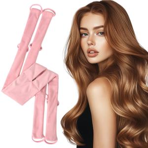 2 x Heatless Curls Overnight to Sleep in, Satin Soft Heat-free Curling Iron Set With Clips for Perfect Natural Curls, Long Short Hair