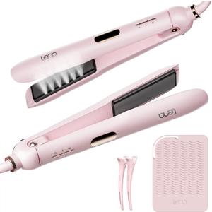 Steam Flat Iron Straightener LENA H11, Professional Salon Styling Tool with Titanium Vapor Plates, Super Straightening Effect, Adjustable Temps for All Hair Types, LED Display, Dual Voltage