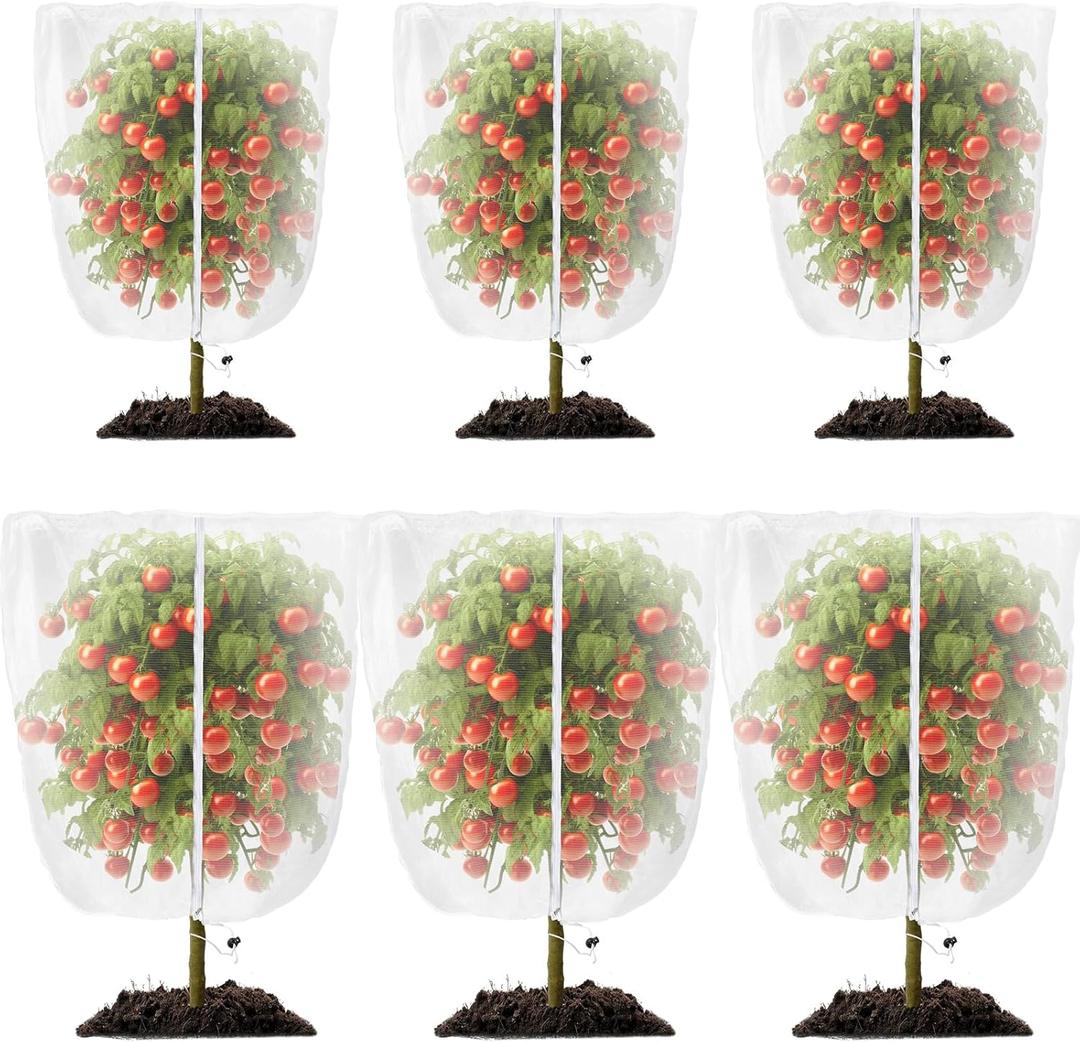 Fruit Tree Netting with Zipper and Drawstring Bird Netting for Garden Plant Protection Mesh Pest Barrier Bags for Tree Plant Protection(6 Pcs,5.9 x 5.9 ft,7.8 x 7.8 ft)
