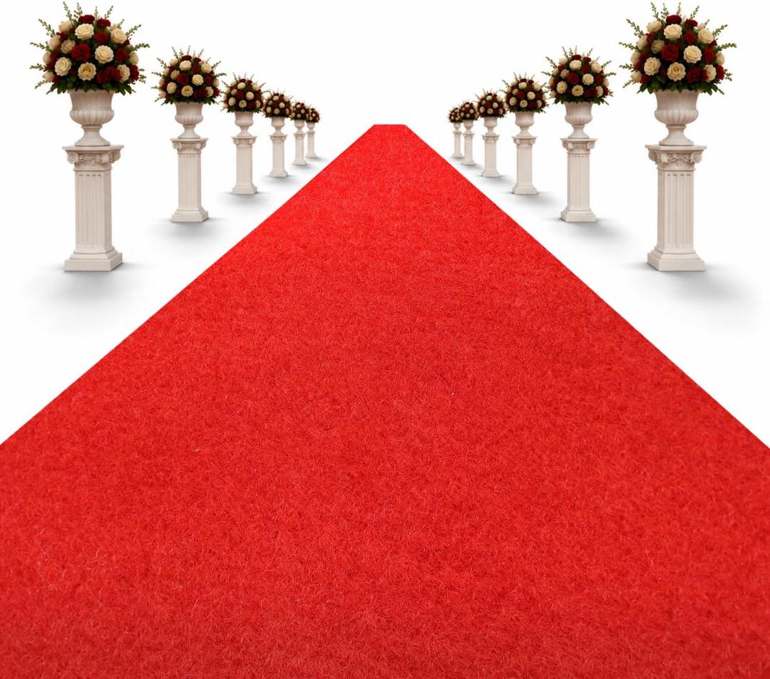 3x20 Ft Red Carpet Runner for Events, Aisle Rug with Non-Skid Rubber Back, Flat Lay Roll, Indoor Outdoor Walkway Carpet for Wedding Ceremony, Party Entrance, Stage & Prom