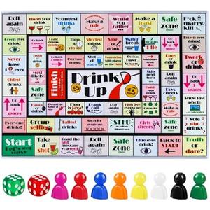 Fofeadm Drinking Board Games for Adults, Rubber Mat Drinking Board Game, Funny Party Interactive Drinking Games for Game Night, Birthday, Family Play or Any Occasion, Age 21+, 2-8 Players : Sports & Outdoors