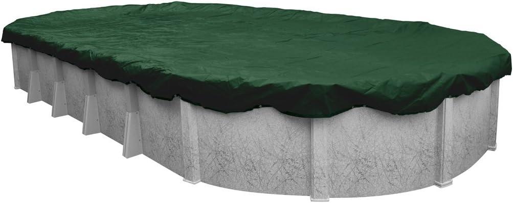 Pool Mate 12 x 18 ft Classic Green Winter Oval Pool Cover for Above Ground Pools, 4 ft Overlap (16 x 22 ft Cover Size), Solid 8 x 8 Scrim, 2.36 oz/yd2 
