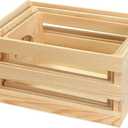 3 Pieces Wooden Pallet Crates Nesting Unfinished Wood Trays Storage for DIY Crafts (Large Size 13.4 x 9.8 x 6.7 in)