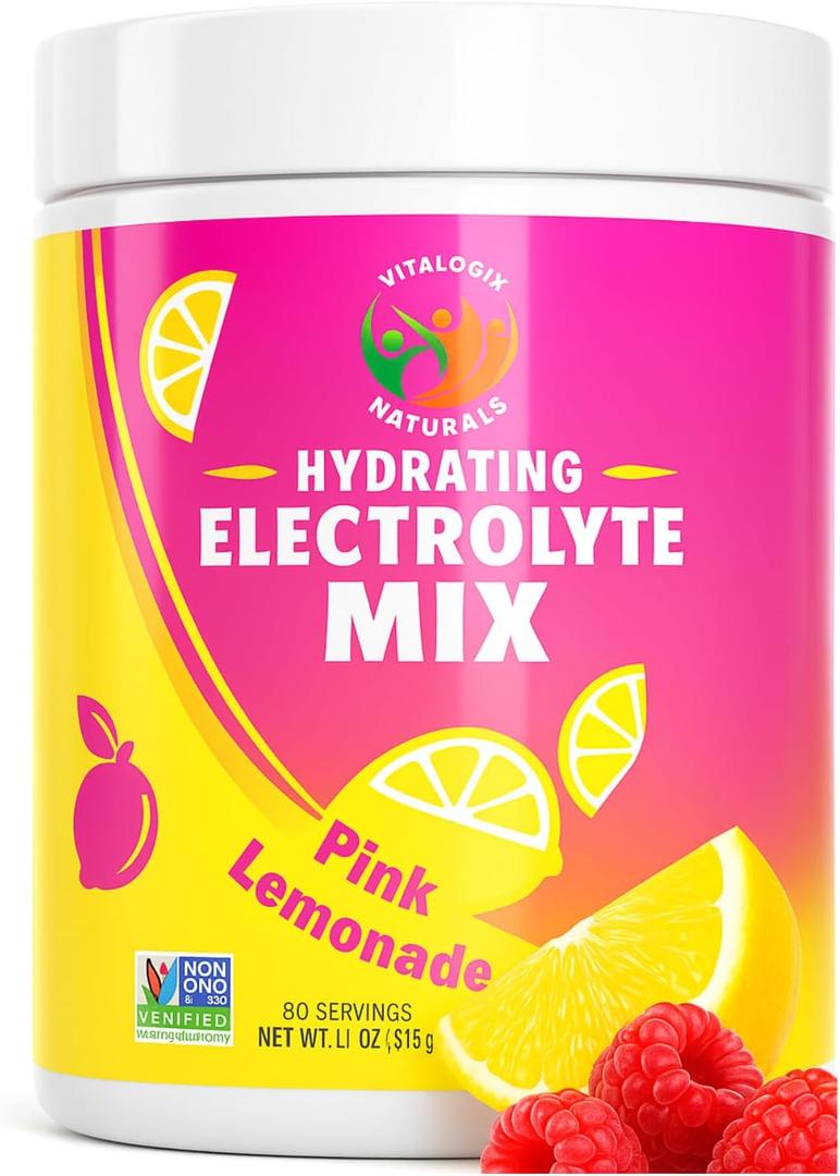 Electrolyte Powder Pink Lemonade Flavor | Sugar-Free Hydration Mix with 6 Key Electrolytes for Energy, Muscle Recovery & Cramp Relief | Keto, Vegan, Fasting Friendly | Magnesium + Potassium BB 3/31/24