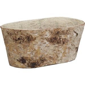 Napco Imports Indoor Outdoor Plant Succulent Herb Flower Pot 6 x 14 Inch Wood Oval Birch