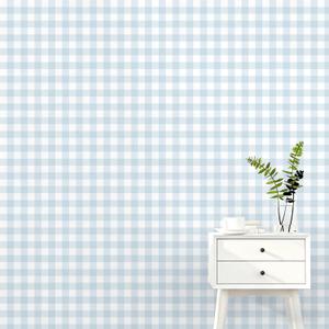Plaid Peel and Stick Wallpaper 17.7''x197'' Blue Plaid Contact Paper Boho Checkered Wall Paper Self Adhesive Vinyl Removable Wallpaper for Bedroom Nursery Living Room