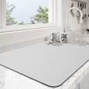 Dish Drying Mat for Kitchen Counter | Coffee Bar Mat for Countertops | Heat Resistant Drainer Mat with Non-slip Rubber Backed | Hide Stain Kitchen Absorbent Draining Mat | Light Grey 18"x24"