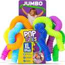 Nutty Toys Jumbo Pop Tubes - 8-Pack XL Sensory Toys - Creative STEM Learning for Kids - Connect & Pop! Top ADHD Autism Fidget 2026, Best Boy & Girl Valentines Day and Easter Basket Stuffers Gifts Idea