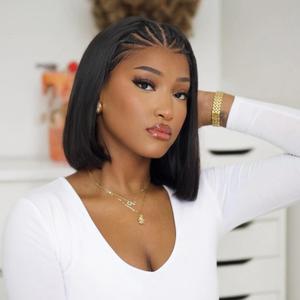WIGER 13x4 Straight Bob Lace Frontal Wigs Cornrow Braided Wigs for Black Women Glueless Braided Lace Front Wigs 12 Inch Synthetic Short Cornrows Wigs