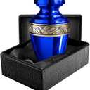 Trupoint Memorials Small Urns for Human Ashes Keepsake, Decorative Mini Cremation Urn for Adult Men and Women, Small Grecian Blue and Gold