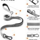 TwoEar 6FT 1IN Strong Gray Dog Leash with 2 Padded Handles, Traffic Handle Extra Control, Comfortable Soft Dual Handle, Auto Lock Hook, Reflective Walking Lead for Small Medium and Large Dogs