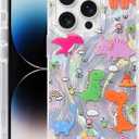 Compatible with iPhone 16 Pro Max Case,with [Soft Slim][Camera Protection] Cute Kawaii Shiny Aesthetic Phone Cover Anti-Yellowing Shockproof Protective Cover for Women Girl-Dinosaurs