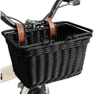 GRANNY SAYS Kids Bike Basket, Front Bicycle Bike Baskets for Kids, Small Wicker Bike Basket for Boys and Girls, Small Wicker Basket for Bike, 9" x 7" x 6", 1-Pack (Black)