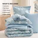 Bedsure Sky Blue King Comforter Set - 7 Pieces Floral Bedding Sets, King Bed in a Bag with Reversible Botanical Flowers Comforter, Sheets, Pillowcases & Shams