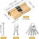 Solid Brass Lock Cylinder (65mm 32.5/32.5) - Double Lock Doors Lock Cylinder Replacement with Mounting Screw and 8 Keys for Wooden and Aluminum Doors