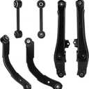 4Pcs Rear Upper Lateral & Lower Control Arms + Lower Rearward Lateral Toe Arms Replacement Suspension Kit for 2007-2012 Dodge Caliber, 2007-2017 Jeep Compass/Patriot (6pc)