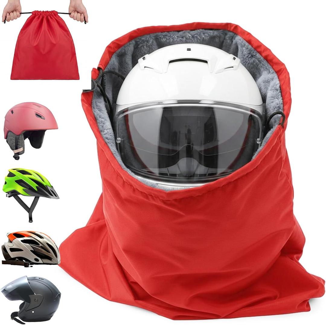 Motorcycle Helmet Bag with Soft Lining & Drawstring Closure, Waterproof Helmet Storage Bag, Large Capacity, Lightweight for Riding Hockey Welding Bicycle Dirt Bike Gear