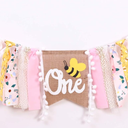 1st Happy Birthday Banner - Highchair Banner Tassels for Girl&Boy Birthday Party Decoration,Baby Birthday Photo Props Party Supplies(Bee)