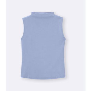 MANGDIUP Women's Mock Turtleneck Long Sleeve Sleeveless Tops Basic Slim T-Shirts Blue M