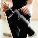 2 x Swoop Smart Tumbler 40 oz | Stainless Steel Vacuum Insulated with Touch Screen Temperature Sensor Lid, Handle and Straw for Water, Coffee, Smoothie, Iced Tea and All Beverages (Raven Black)