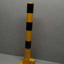 Spring Folding Parking Post, Parking Barrier Parking Lock Heavy Metal Parking Obstacle Pile with Warning Stripes, Parking Piles,Driveway Parking Interceptor Bollard (Black)