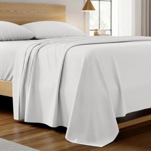 Mellanni Queen Size Flat Sheet - Iconic Collection Bedding - Hotel Luxury, Extra Soft, Cooling - Wrinkle, Fade, Stain Resistant - 1 Flat Sheet Only (Queen, White)