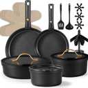 CAROTE 20pcs Pots and Pans Set Non Stick, Nonstick Cookware Set, Dishwasher/Oven/Fridge Safe Pots and Pans, Removable Handle RV Oven Safe Cookware, Induction Kitchen Set, Black