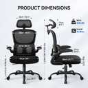 ALLGOD Ergonomic Office Chair, Mesh Desk Chair with Lumbar Support, High Back Home Office Chair with Adjustable Headrest and Flip-Up Arms, Comfortable Computer Chair, Thick Cushion, 300 LBS, Black